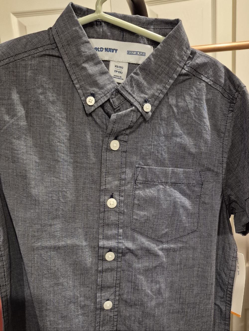 Boy Old Navy Short Sleeve Button Up Shirt‎ Top Size 5 XS Stretchy NWT